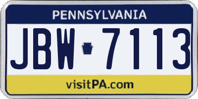 PA license plate JBW7113