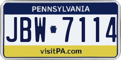 PA license plate JBW7114