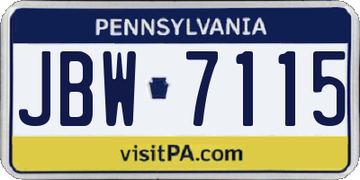 PA license plate JBW7115