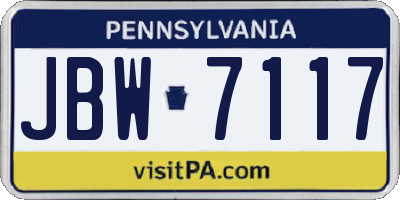 PA license plate JBW7117