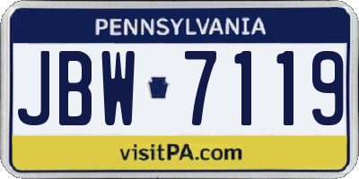 PA license plate JBW7119