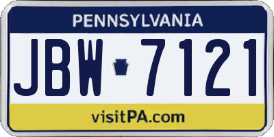 PA license plate JBW7121