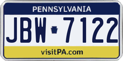 PA license plate JBW7122