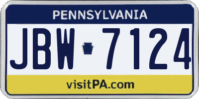 PA license plate JBW7124