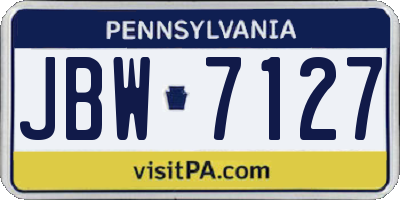 PA license plate JBW7127