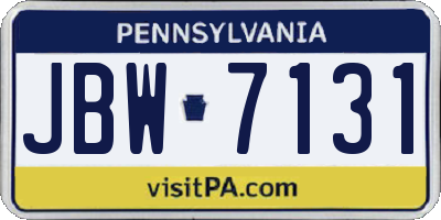 PA license plate JBW7131