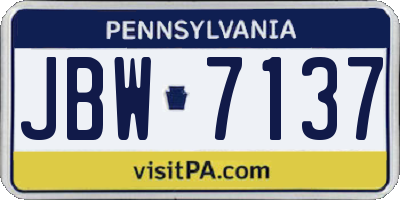 PA license plate JBW7137