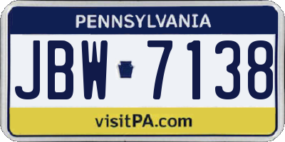 PA license plate JBW7138