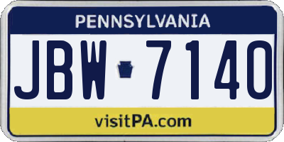 PA license plate JBW7140