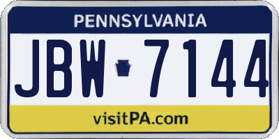 PA license plate JBW7144