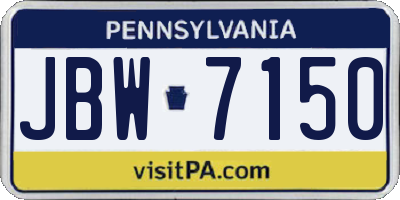 PA license plate JBW7150