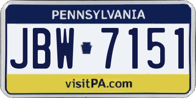 PA license plate JBW7151