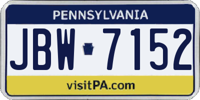 PA license plate JBW7152
