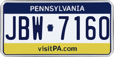 PA license plate JBW7160
