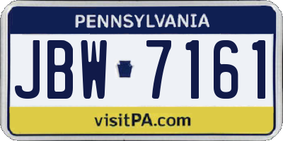 PA license plate JBW7161