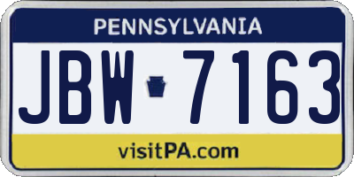 PA license plate JBW7163