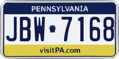 PA license plate JBW7168