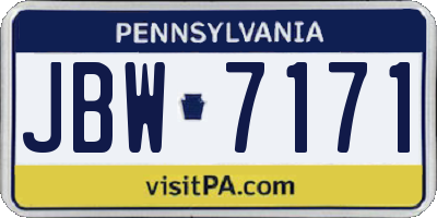 PA license plate JBW7171