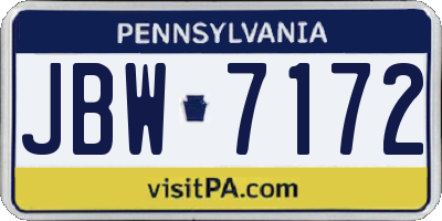 PA license plate JBW7172