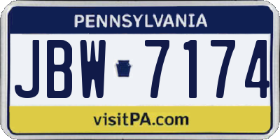 PA license plate JBW7174