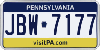 PA license plate JBW7177