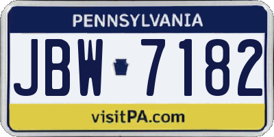 PA license plate JBW7182