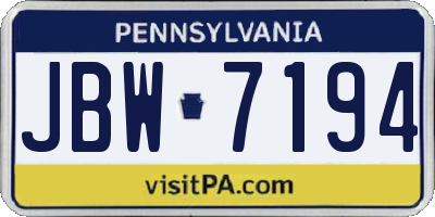 PA license plate JBW7194
