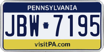 PA license plate JBW7195
