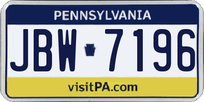PA license plate JBW7196