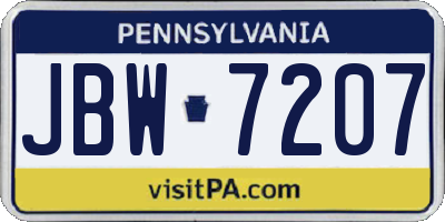 PA license plate JBW7207