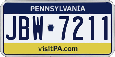 PA license plate JBW7211