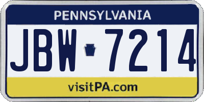 PA license plate JBW7214