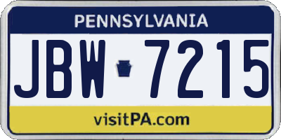 PA license plate JBW7215