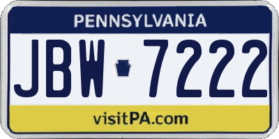 PA license plate JBW7222