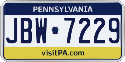 PA license plate JBW7229