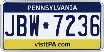 PA license plate JBW7236