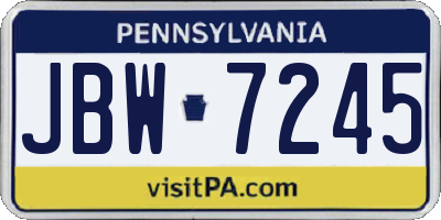 PA license plate JBW7245