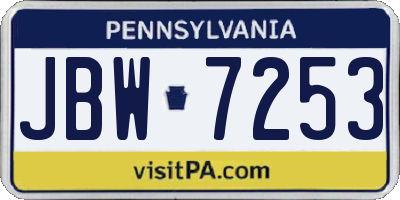 PA license plate JBW7253