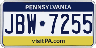 PA license plate JBW7255
