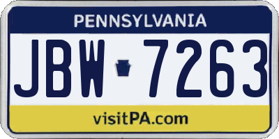 PA license plate JBW7263