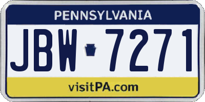 PA license plate JBW7271