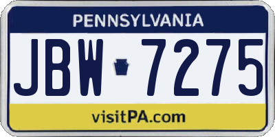 PA license plate JBW7275