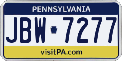 PA license plate JBW7277