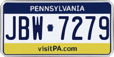 PA license plate JBW7279
