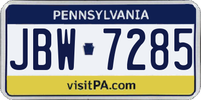 PA license plate JBW7285