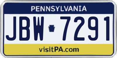 PA license plate JBW7291