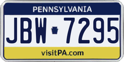 PA license plate JBW7295
