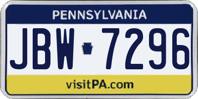 PA license plate JBW7296