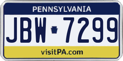 PA license plate JBW7299