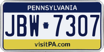 PA license plate JBW7307